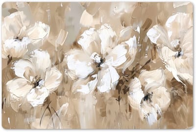 Placemats 45x30 cm - Placemat kunststof - 1 stuk - Bloemen - Beige - Abstract - Modern - Borden onderleggers - Decoratie voor op tafel - Keuken tafeldecoratie accessoires - Vinyl onderlegger - Tafelversiering