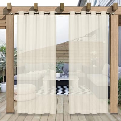Dailygoods- Buiten Gordijnen Waterdicht - Outdoor Gordijnen - Buitengordijnen voor Pergola - Semi-transparante Voile - 2 Panelen - 132 x 213 cm - Tuingordijnen