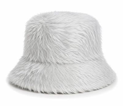 Bucket Hat Pluche Bont - Wit - Vissershoedje - Volwassenen - One Size - Unisex