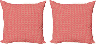 ABAKUHAUS Retro Kussensloopset (2 stuks), Vintage Stijl Ogee Motiev 40 cm, Koraal en Geel