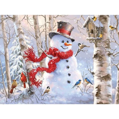 Diamant borduurwerk cartoon bos sneeuwpop kruissteek volledige boor strass woondecoratie 20X30CM