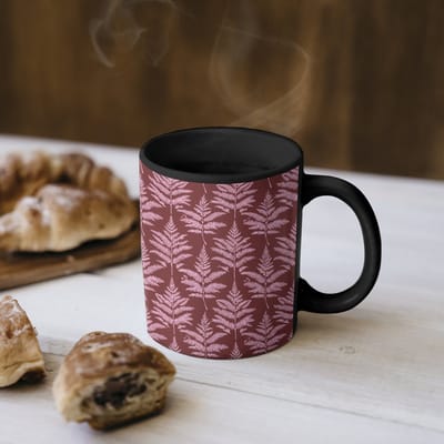 Magische Mok - Foto op Warmte Mokken - Koffiemok - Blad - Patroon - Paars - Magic Mok - Beker - 350 ML - Theemok