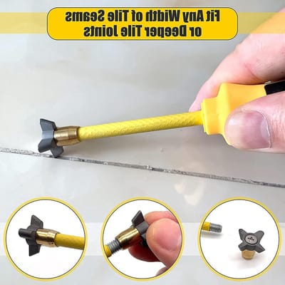 Gereedschap voor Voegen Verwijderen - Kit Verwijderaar Tegel - Voegen Reinigen - 4 Hardmetalen Snijkoppen - 18 cm - Zwart Geel
