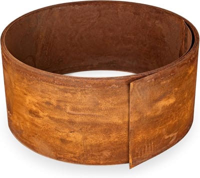 Cortenstalen Graskant 10 m, 1 mm dik - Metalen Tuinrand 15 cm Hoog - Gemakkelijk te installeren - Voorgeroeste Tuinrand, Incl. 1 paar Montagehandschoenen