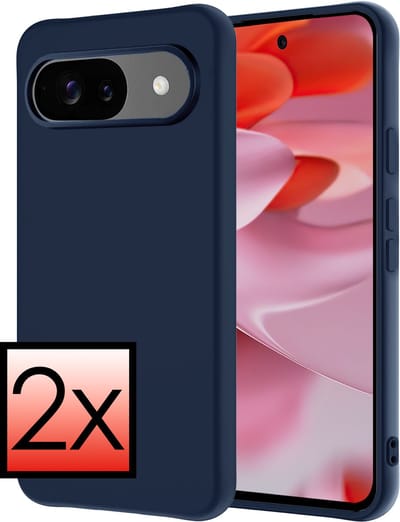Hoesje - 2 Stuks - Geschikt voor Google Pixel 10 - Sterk & Shockproof - Case Siliconen - Back Cover - Telefoon Hoes - Donkerblauw