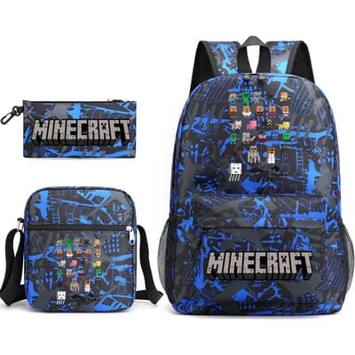 Minecraft Schooltas Game Merchandise Student Grote Capaciteit Print Drie Delige Schooltas Mannen En Vrouwen Three-piece set