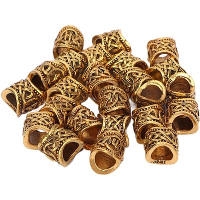 24 STUKS Haar Beads Metaal Oud Goud Antiek Groot Gat Haar Vlechten Armband Hanger 10 X 9mm