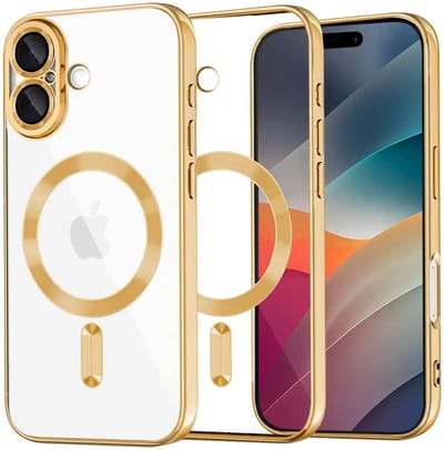 Hoesje geschikt voor Apple iPhone 17 - Techsuit Luxury Crystal Back Cover - Geschikt voor MagSafe - Transparant/Goud