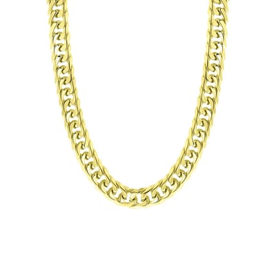 Lucardi Dames Ketting met gourmetschakel - Staal - Ketting - Cadeau - 50 c - Goudkleurig