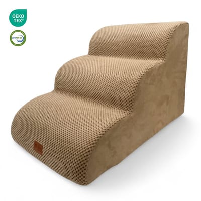 JMV SafePaws® Hondentrap – Waterbestendig - 3 treden – 40x60x40 cm - Zandbeige - Hondentrapje voor honden – Hondenloopplank