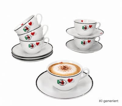 6x cappuccinotasse met 6x ondertasse Caffee Amore - 412857