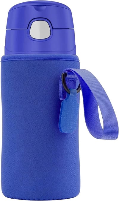 Waterfleshoes voor Thermosflessen - Kindvriendelijke Flessenhouder met Label, Navy Blauw, Geschikt voor 16 oz en 12 oz Flessen, Ideaal voor School en Sport