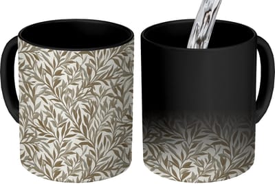 Magische Mok - Foto op Warmte Mokken - Koffiemok - Takken - Botanisch - Taupe - Magic Mok - Beker - 350 ML - Theemok