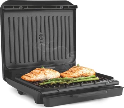 Compacte Gezondheidsgrill - Binnengrill Panini - Gezond Grillen Koken - Zwevend Scharnier PFAS-Vrij - 2 Porties 850W - Zwart