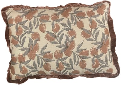 Kussen fruits met roezels oranje 60x40cm