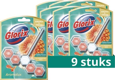 Glorix -WC blokjes - Dahlia Flower & Dragonfruit - 9 Stuks - Voordeelverpakking