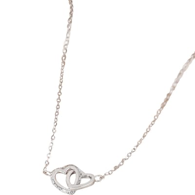 Hartjes Ketting Pavé met Kristallen - Zilver