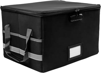 Brandveilige Opbergbox - Waterdichte Documentenkluis - Waardevolle Spullen Beschermen - Combinatieslot Beveiliging - 39.5 x 31 x 25.5 cm - Zwart