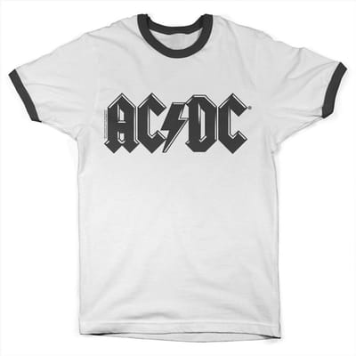 AC/DC Zwart T-shirt met retro-logo in ringerstijl PS-51-ACDC012-H81-7