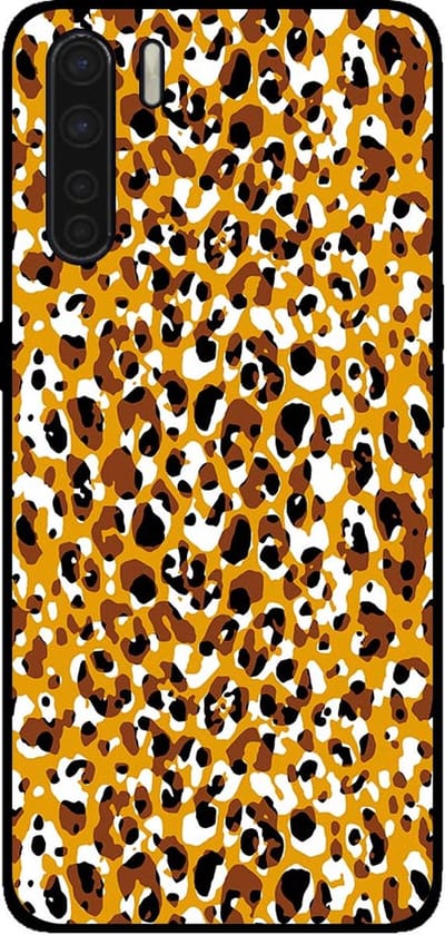 Smartphonica Telefoonhoesje voor OPPO A91 met panterprint - TPU backcover met luiaardprint - Bruin geschikt voor Oppo A91