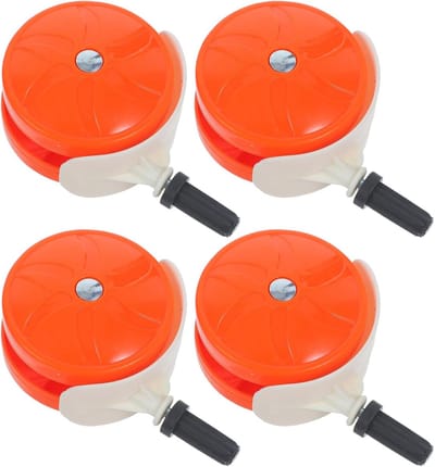 Kinderwagen Zwenkwielen - Loopwagenwielen Vervanging - Wendbaar Manoeuvreren - Geruisloos Rollen - 10.5 x 6.5 x 4 cm - Oranje