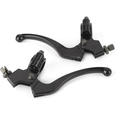 Set universele koppelingshendels en trommelremhendels voor crossmotoren en ATV's met een stuurdiameter van 22 mm. black