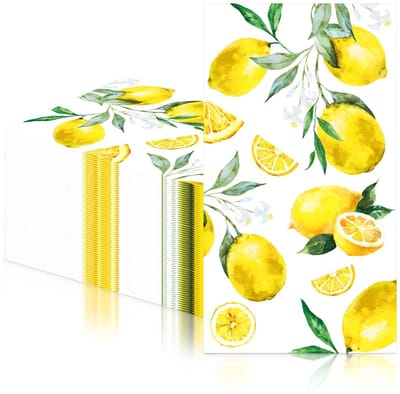 Dailygoods - Citroen Papieren Servetten,Cocktailsappen Diner Servetten,Gele Papieren Napkin Serviette Tafelgerei voor Meisjes Jongens Verjaardagsfeest,Citroen Fruit Thema Feestdecoraties