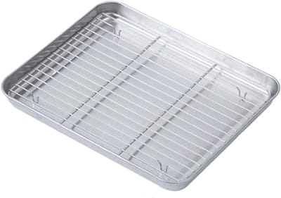 Roestvrijstalen bakvorm - Bakplaat met rek - Gelijkmatige warmteverdeling - Eenvoudige release - 25 x 205 x 25 cm - Zilver