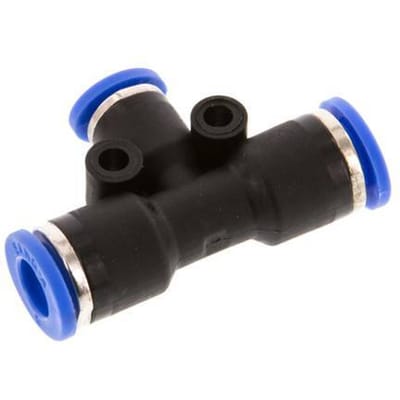 4mm x 6mm T-koppeling PA 66 Insteekfitting NBR [2 Stuks]