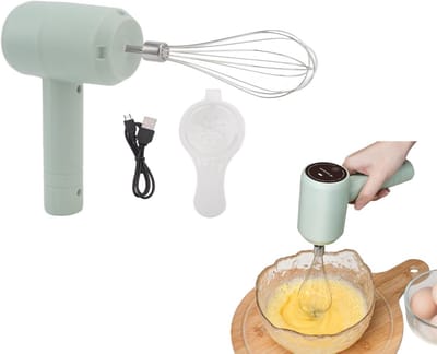 Dailygoody - Elektrische Handmixer - Draadloze Mixfunctie - Krachtig en Draagbaar - Lichtcyaan - USB Oplaadbaar - Ideaal voor Thuisbakkers - Handig vo...