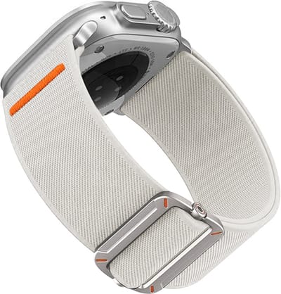 Stravo Elastisch Nylon Bandje – Geschikt voor Apple Watch 42mm (Series 11/10), 41mm (Series 9/8/7), 40mm (Series 6/5/4, SE 3/2/1), 38mm (Series 3/2/1) – Brede Solo Loop Sport Horlogeband – Beige