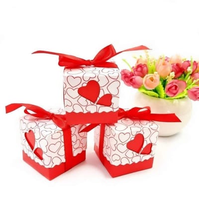 Allecto - Favor Box - Candy Box - Perfect voor Feestjes - Rood - Gift Box - Geschikt voor Bruiloften, Verjaardagen, Babyshowers - 50 Stuks