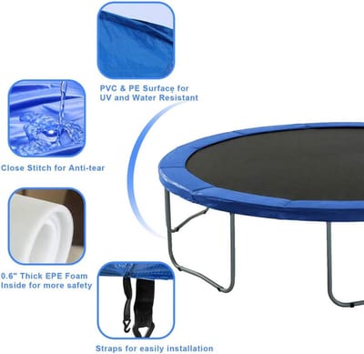 Trampoline Veiligheidsrand Ø 244–305 cm – Waterdicht & UV-bestendig Trampolinerand Bescherming – Extra Dik PVC Randkussen met Schokabsorptie – Veiligheidsmat voor Outdoor & Indoor Trampolines
