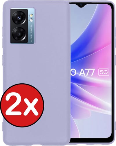 Hoesje - 2 Stuks - Geschikt voor OPPO A77 - Sterk & Shockproof - Telefoonhoes - Back Cover - Case Siliconen - Telefoon Hoes - Lila