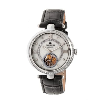 Empress Stella automatisch semi-skelet MOP lederen band horloge