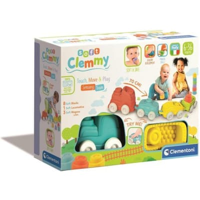 Clementoni - Sensorische trein - Baby speelgoed - Zachte trein - Soft Clemmy - Handvaardigheid - 6-36 maanden