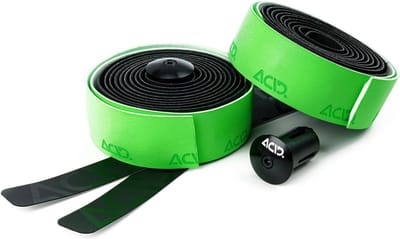 ACID Bar Tape RC 2.5 - Stuurlint - Polyurethaan met microvezels en nano-afwerking - Plakstrook - Aluminium stuurdoppen - 2000 x 30 x 2.5 mm - Groen/Zwart
