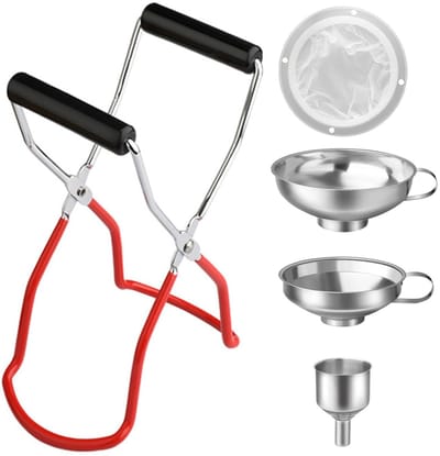 Dailygoods- Keukenvultrechterset Roestvrij Staal - Multifunctionele Trechter - Inmaakpotjeslifter - Filter - Duurzaam - Makkelijk te Reinigen - Trechterset