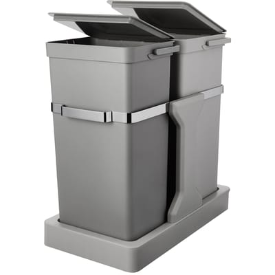 EKO - Deco Inbouwafvalemmer 15+20 liter - Plastic Stainless steel - grijs - Prullenbak