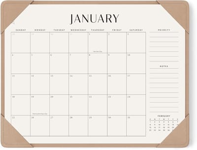 Bureaukalender 2025-2026 - Academische planner - Efficiënte planning - Bureaubeschermende mat - 22 x 17 inch - Abrikoos
