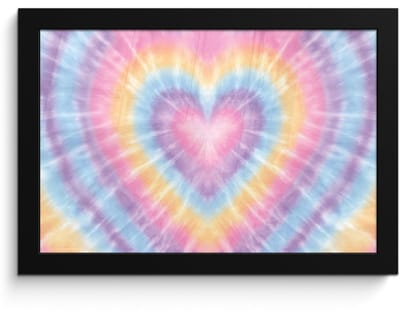 Poster in lijst - Fotolijst 30x20 cm - Posters - Hartvorm - Pastelkleuren - Tie Dye - Posterlijst zwart - Decoratie - Wanddecoratie woonkamer - Muurdecoratie slaapkamer