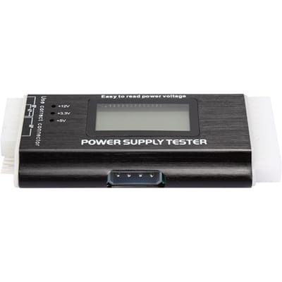 Computer Voeding Tester LCD Display Aluminiumlegering Ondersteuning 20 24Pin ATX SATA gray