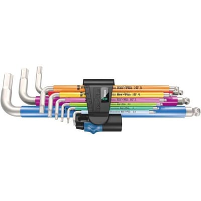 Wera 3950/9 Hex-Plus Multicolour HF Stainless 1 Haakse schroevendraaierset Inbus 9-delig