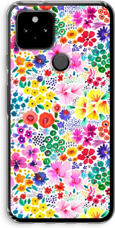 Case Company® - Hoesje geschikt voor Google Pixel 5 hoesje - Little Flowers - Soft Cover Telefoonhoesje - Bescherming aan alle Kanten en Schermrand
