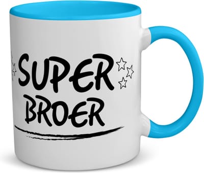 Akyol - super broer koffiemok - theemok - blauw - Broer - je broer - verjaardagscadeau - cadeau voor broer - gift - kado - 350 ML inhoud