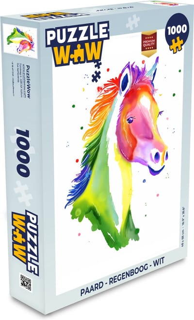 Puzzel Paard - Regenboog - Wit - Meisjes - Kinderen - Meiden - Legpuzzel - Puzzel 1000 stukjes volwassenen