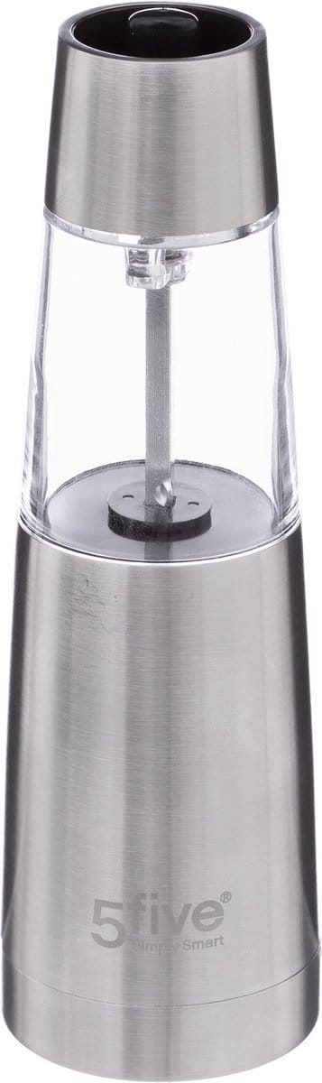 Elektrische pepermolen RVS/glas zilver 19 cm - Pepermaler - Kruiden en specerijen vermalers