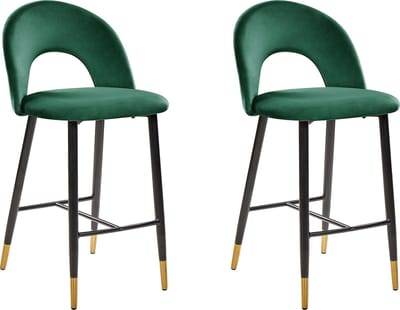 FALTON - Barkruk - Smaragdgroen - Fluweel