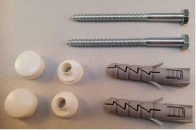 Toilet Bevestigingsset - Bidet Onderdelen - Vaste Ondergrond - Compleet Met Pluggen - 6mm x 80mm Bouten - Wit