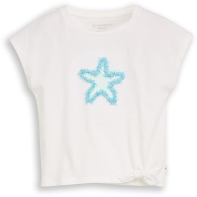 Tom Tailor - T-shirt met knoopdetail - Maat 92/98 - Whisper White